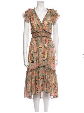 Ulla Johnson Floral Print Midi Dress Size: XS